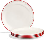 Made In Cookware - Set of 4 - Appetizer Plates - White With Red Rim - Porcelain England