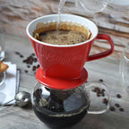 Creano XXL Porcelain Coffee Dripper Red - Ceramic Cone Brewer - Pour Over Coffee Maker - Filter Size 4 - huge and heavy quality 800gr/28oz - 6 Colours availeble
