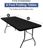 homing Rectangle Table Cloth Cover, Waterproof Polyester Elastic Fitted Tablecloth, Fits for 6 Foot Folding Tables, Washable Table Protector for Picnic, Camping, Outdoor (Black, 30" x 72")
