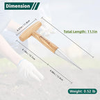 Berry&Bird Hand Dibber, Stainless Steel Sow Dibbler with Wood Handle, Garden Hole Punch Dibbler Tool for Planting Seeds & Bulbs, Hand Held Bulb Planter for Planting Flowers Tulips, Daffodils, Dahlias