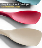 Upgrade Silicone Spatula Spoon Set,VOVOLY Heat Resistant Rubber Spoonula, Seamless Non-Stick Flexible Scrapers for Baking Mixing Tool,3 Pack, Kahki