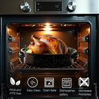 Turkey Roaster Pan 18in Roasting Pan With Lid Enamel Carbon Steel Roaster Pot with 16in Inner Diameter,18 pound large capacity Resistance up 900°F Oval Cookware