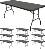 10 Pack Stretch Fabric Table Top Cap Cover, fits 8' Tables, Spandex Table Covers Washable Elastic Rectangle Tablecloth Protector for Indoor Outdoor Party Picnic Wedding, Gray, 30" W x 96" L