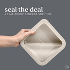 Ceramic Coated Glass Food Storage Container | No PTFE, PFOA, PFAS, and BPA | Reusable Non Toxic Meal Prep Container with Glass Lid | Easy To Store | 5 Cup Square [Crema]