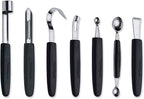 BergHOFF Essentials 8Pcs Garnishing Set in Bag, Lemon Zester, Double & Single Melon Baller, Channel Knife, Butter Curler, Peeler, Apple Corer, Great for Gift, Professional & Domestic Use