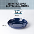 Y YHY 8.5" Vivid Blue Pasta, Salad & Soup Serving Bowls Set of 4, 32oz Large Ceramic, Microwave, Oven & Dishwasher Safe, Sturdy Porcelain Perfect for Daily Dining, Family Gatherings, Parties