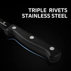 G.a HOMEFAVOR Steak Knife Set: 8-Piece Stainless Steel Sharp Serrated Knives Set with PP Handle for Kitchen, Full Black
