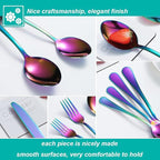 20 Pcs Rainbow Silverware Set for 4, Food Grade Stainless Steel Flatware Set, Eating Utensils Sets Include Fork/Knife/Spoon,Home Kitchen Tableware Set, Reusable Cutlery Set, Dishwasher Safe