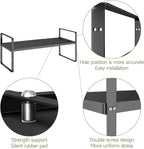 16.5~27.1" Expandable Shelf Organizer, 2Pack 10.2" Wide Stackable Cabinet Shelf Organizers, Black Metal Sturdy Kitchen Counter Storage for Countertop, Adjustable Height Spice Rack