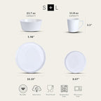 Stone Lain Madeline Formal Bone China Dinnerware Set 32 Piece Service for 8, White