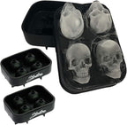 3D Skull Ice Mold (Pack of 2) Easy Release Silicone Mold,8 Cute and Funny Ice Skull for Whiskey,Cocktails and Juice Beverages,Black