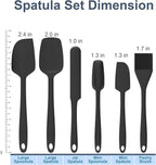 Silicone Spatula Set, 6 Pieces Food Grade Kitchen Utensils with Silicone Brush Heat Resistant Dishwasher Safe BPA-free Rubber Spatula for Scraping, Baking, Cooking, Mixing (Black)