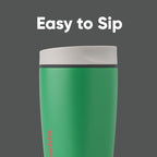 Owala SmoothSip Slider Insulated Stainless Steel Coffee Tumbler, Reusable Iced Coffee Cup, Hot Coffee Travel Mug, BPA Free 12 oz, Grey/Green (Sour Apple)