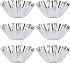 Unomor 6pcs Reusable Stainless Steel Tart and Cupcake Molds Baking Pans for Muffins Pies and Desserts Silver Kitchen Bakeware