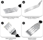 Metal Spatulas 2 Pieces, Stainless Steel Spatula with Heat Resistant Handle, 9.8 Inch Stainless Steel Spatula Ideal for Desserts, Pancakes, Eggs, Griddle Scraper or BBQ