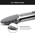 Misen Kitchen Tongs - Dishwasher Safe, Heavy Duty - Precision Silicone-Tipped Grilling Tool - Heat Resistant, Nonstick Safe - Perfect for Serving and Air Frying- 13 Inch | Gray