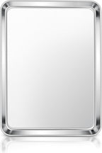 E-far Stainless Steel Baking Sheet, 16” x12” x 1” Baking Cookie Sheet Pan for Oven, Non-toxic Metal Trays for Baking Cake Cookie, Healthy & Rust Free, Mirror Finish & Dishwasher Safe, 1 Pack