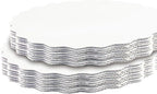 qiqee 8 Inch White Wave Cake Boards Round 15-Packs Circles Rounds Base Food-Grade Cardboard Wave Cake Plate（Thinner But Stronger）