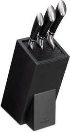Navaris Universal Knife Block Holder - Rubber Wood Stand with Bristles to Fit Different Sizes of Knives - Angled Design, 9.8" x 5.9" x 4.1’" - Black