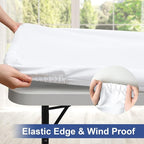 homing Rectangle Table Cloth Cover, Waterproof Polyester Elastic Fitted Tablecloth, Fits for 6 Foot Folding Tables, Washable Table Protector for Picnic, Camping, Outdoor (White, 36" x 72")