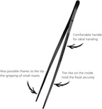 12-Inch Black Kitchen Fine Cooking Tweezers Tongs,Stainless Steel Long Food Tweezers Tongs
