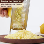 Upgraded Lemon Zester & Cheese Grater,Food Grade Stainless Steel None-Slip Handle Grater for Chocolate, Ginger and Garlic,Durable and Easy-To-Clean（Dishwasher Safe）