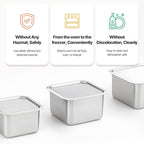 CuBE Small 2PCS Set 600ml 400ml Stainless Steel Food Storage Containers With Lids and a Net Kitchen Appliances Dishwasher Safe Premium South Korea