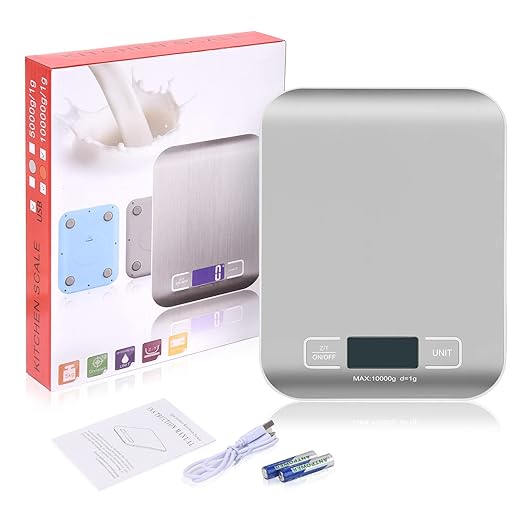 Digital Shipping Scale,Stainless Steel Panel, Accurate 10kg/1g Portable Postal Scale for Packages, Small Business,Kitchen, Food, Handmade, Liquids, and Boutique (Silver)