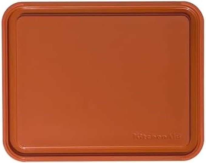 KitchenAid Classic Plastic Cutting Board with Perimeter Trench and Non Slip Edges, Dishwasher Safe, 8 x 10 inch, Scorched Orange