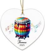 Bongo Xmas Ceramic Ornament Tree, Custom Bongo Player Ornament Gifts, Musical Instrument Ceramic Ornaments Christmas Hanging 2025, Personalized Instrumentalist Ornaments Keepsake with Name & Year