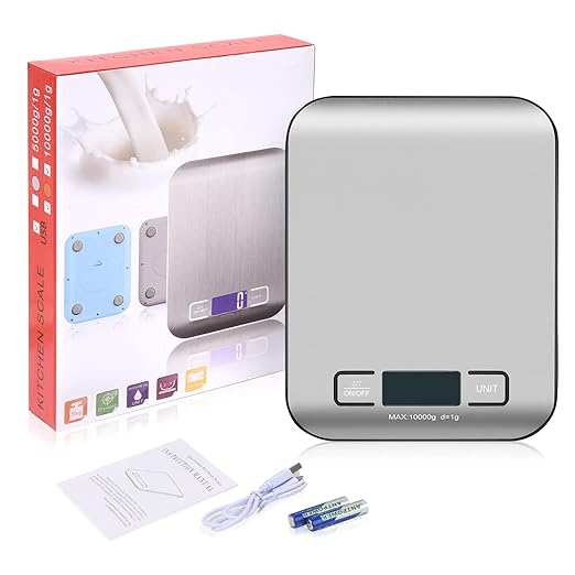 Digital Shipping Scale,Stainless Steel Panel, Accurate 10kg/1g Portable Postal Scale for Packages, Small Business,Kitchen, Food, Handmade, Liquids, and Boutique (Silver Black)