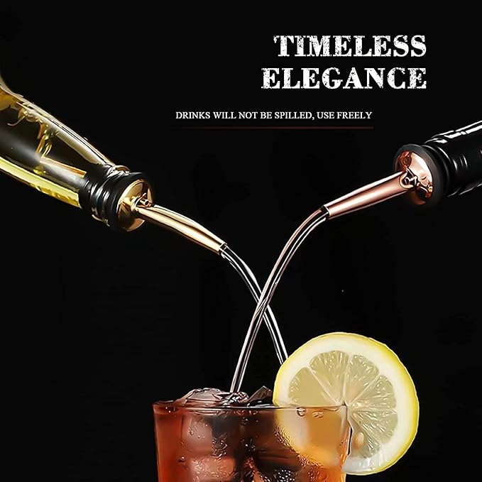 Pafusen 6 Pack Liquor Bottle Pourers, Liquor Pour Spout for Liquor Bottles, Stainless Steel Olive oil Dispenser Spout, Alcohol Pourer Spouts Dust Caps Covers, Rose Gold