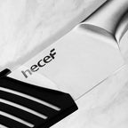 hecef Silver Kitchen knife set of 5, Satin Finish Blade with Hollow Handle, includes 8" Chef, 8" Bread, 8" Santoku, 5" Utility and 3.5" paring knife