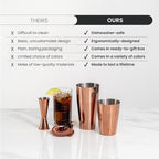 A Bar Above 4-Piece Cocktail Shaker Set, for Professional and Home Bar, Premium Bar Kit Gifts, Includes Strainer, Jigger, Shaker Set, and 4-Hour Cocktail Course