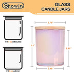 Thick Candle Jars for Making Candles 16 Pcs, 7 OZ Empty Jars with Wood Lids for Candle Making, Sample Container, Glitter Pink