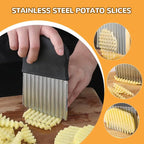 Large Crinkle Cutter, Stainless Steel Wavy Cutter with Non-Slip Handle, French Fry Cutter, Crinkle Potato Slicer, Chopping Tools for Potatoes Carrot Fruit Vegetable (A Set: 1 Pcs)