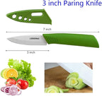 Ceramic Knife Set Knives Set for Kitchen Ceramic Kitchen Knives Colored w Sheath 6" Bread Knife 6" Chef Knife 5" Utility Knife 4" Fruit Knife 3" Paring Knife 1 Peeler Colorful Rust Free Proof