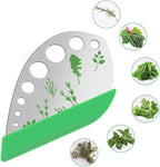 Leaf Herb Stripper, Stainless Steel Kitchen Herb Stripper Tool, 9holes, 2 in 1 design,Curved edge can be used as a kitchen knifefor Chard, Collard Greens, Parsley, Basil, Rosemary Herb, Taragon, Thym