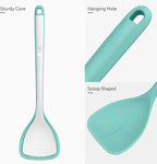 U-Taste 600ºF Heat Resistant Wok Spatula: 13.76" Long, 3.63" Wide Silicone Cooking Utensils with Flexible Edge & Sturdy Core, for Kitchen Stir Fry, Serving, Scoop, Non-Stick Pan, Cast Iron (Aqua Sky)