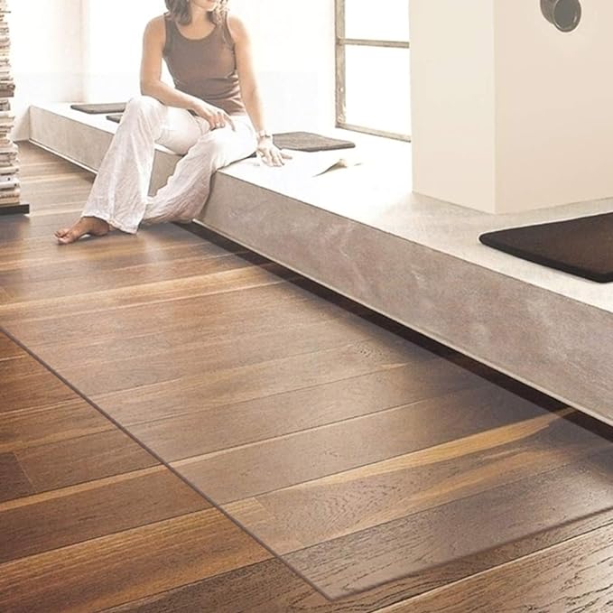 NECAUX Custom 60 x 87 Inch Frosted Table Cover Protector, 1.5mm Thick Wood Grain Transparent Table Pad Non-Slip Tablecloth Plastic Protective Pad for Dining Living Room Table Conference Table