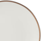 Gibson Elite Kings Road Double Plates and Bowl Organic Round Porcelain Chip and Scratch Resistant Dinnerware Set - Matte White w/Gold Rim