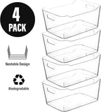 Clear Plastic Storage Bins for Kitchen Organization or Pantry Organizers and Storage, Freezer Fridge Organizer Storage Containers Bin for Organizing Refrigerator Medicine Closet Cabinet Organizers