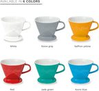 Creano XXL Porcelain Coffee Dripper Green - Ceramic Cone Brewer - Pour Over Coffee Maker - Filter Size 4 - huge and heavy quality 800gr/28oz - 6 Colours availeble