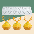 Hollow Leaf Silicone Mold Chocolate Candy 3D Hollow Leaf Candy Mold Food Cooking Meals Decorations Fondant Mold Polymer Clay Molds (Deer Horn K_10.32x3.12x0.12inch)