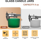 SHOWIN Thick Candle Jars for Making Candles 16 Pcs, 4 OZ Empty Jars with Wood Lids for Candle Making, Sample Container - Dishwasher Safe, Frosted Green