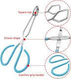 2 Pcs 10 Inch Scissor Food Tongs,Stainless Steel Kitchen Tongs Serving Tong with Comfort-Grip Handle for Cooking,Barbecue,Grilling,Heavy Duty Buffet Pliers