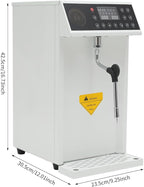 8L/2.11gal Commercial Steam Milk Frother, 3000W 5-Gear Fast Heating Milk Steamer Machine Electric Steam Milk Frothing Machine Espresso Coffee Milk Foam Machine for Bar Cafe