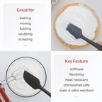 Elihome Chef Series 3 Piece Silicone Spatula Set - 600°F Heat Resistant Non Stick Rubber Kitchen Scraper Spatulas for Cooking, Baking, and Mixing – BPA Free and LFGB Certified Silicone (Grey)