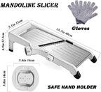 VEKAYA Mandoline Slicer for Kitchen, Stainless Steel Professional Vegetable Slicer with Adjustable Thickness, Safety Gloves & Food Holder, Easy to Clean, Ideal for Potatoes, Onions, Cucumbers
