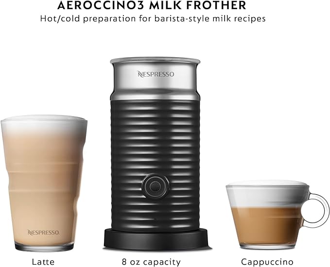 Nespresso Vertuo Pop+ Coffee and Espresso Machine by De'Longhi with Aeroccino Milk Frother, Liquorice Black